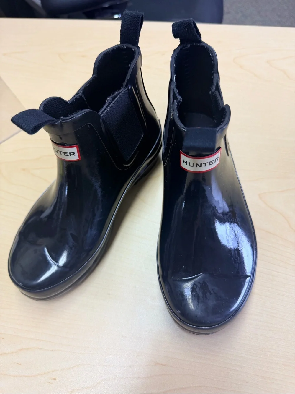 Hunter Kids Black Gloss Chelsea Rain Booties
